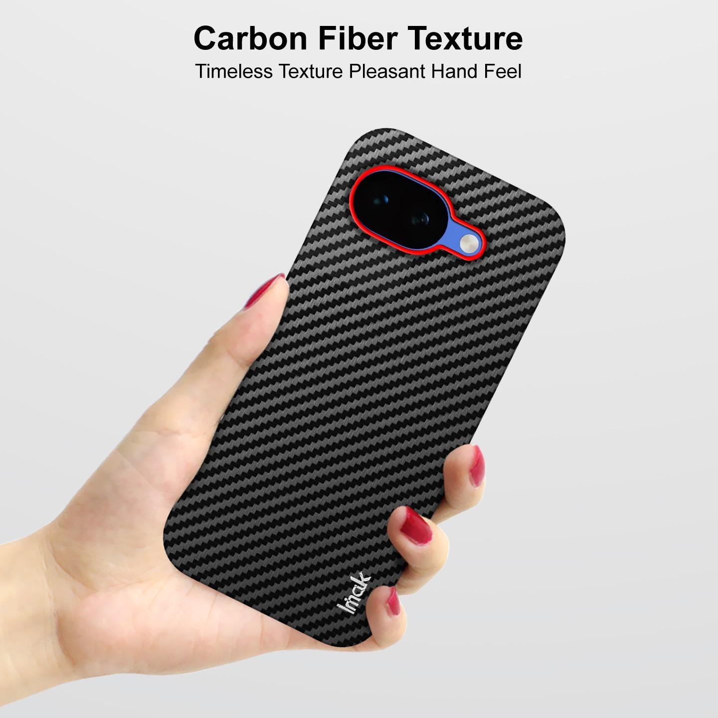 For Google Pixel 10a imak Ruiyi Series Red Ring Carbon Fiber Texture Phone Case(Black)
