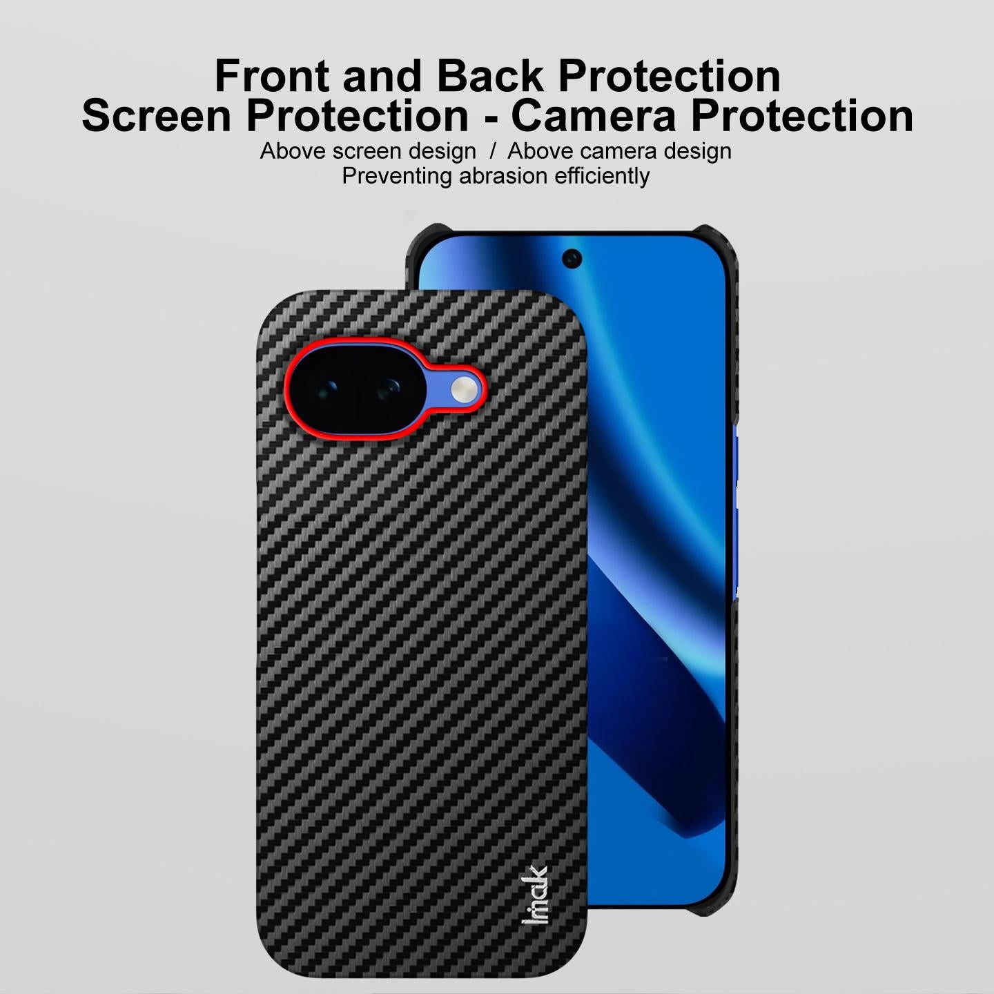 For Google Pixel 10a imak Ruiyi Series Red Ring Carbon Fiber Texture Phone Case(Black)