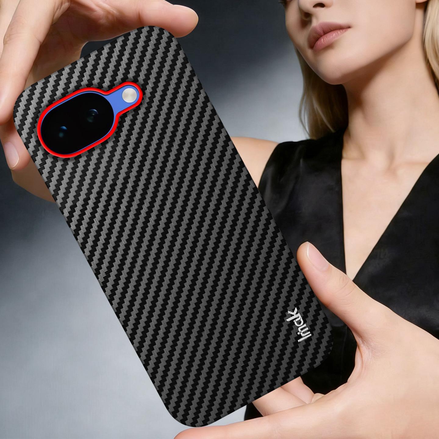 For Google Pixel 10a imak Ruiyi Series Red Ring Carbon Fiber Texture Phone Case(Black)