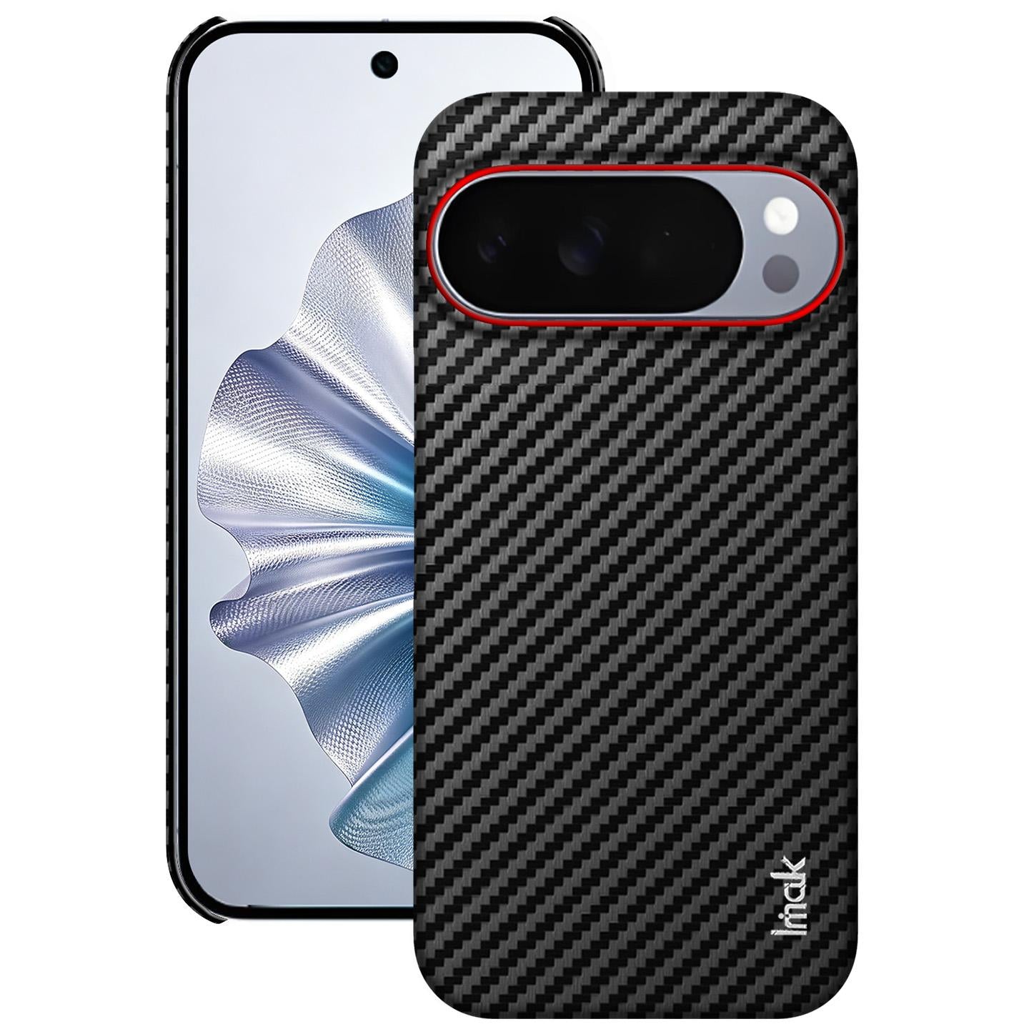 For Google Pixel 10 / Pixel 10 Pro imak Ruiyi Series Red Ring Carbon Fiber Texture Phone Case(Black)