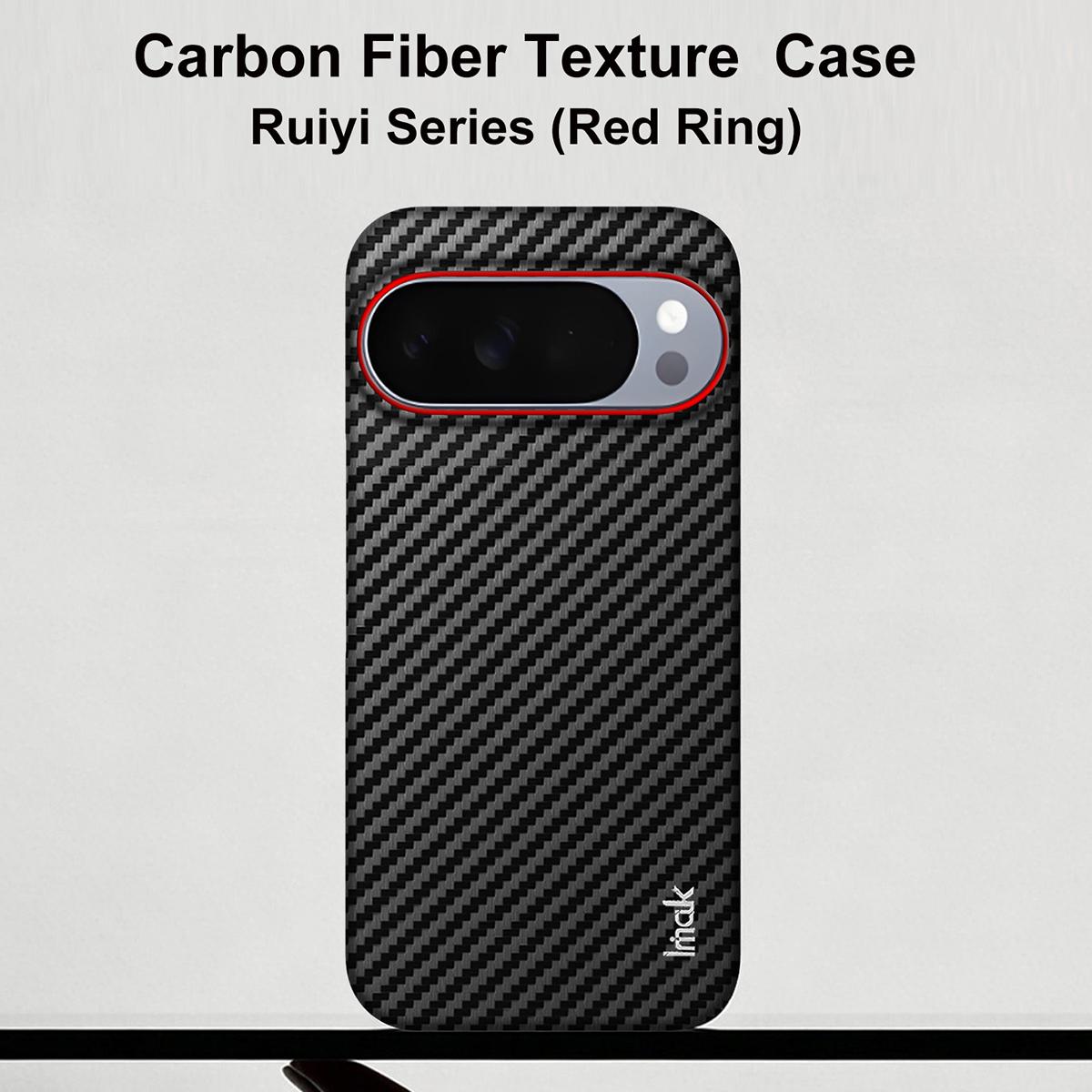 For Google Pixel 10 / Pixel 10 Pro imak Ruiyi Series Red Ring Carbon Fiber Texture Phone Case(Black)