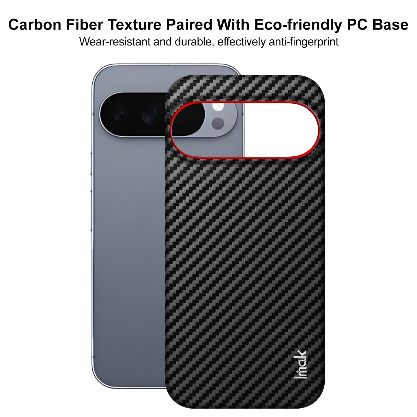 For Google Pixel 10 / Pixel 10 Pro imak Ruiyi Series Red Ring Carbon Fiber Texture Phone Case(Black)