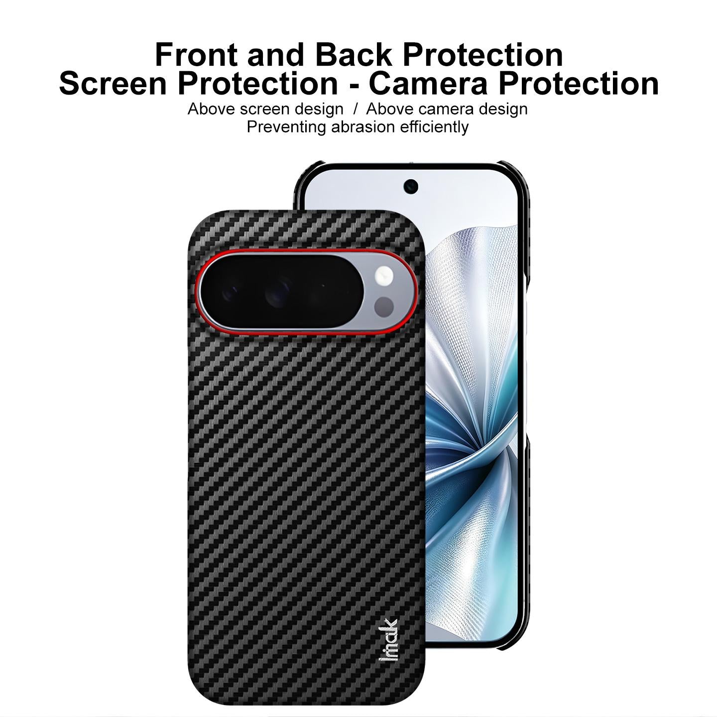 For Google Pixel 10 / Pixel 10 Pro imak Ruiyi Series Red Ring Carbon Fiber Texture Phone Case(Black)