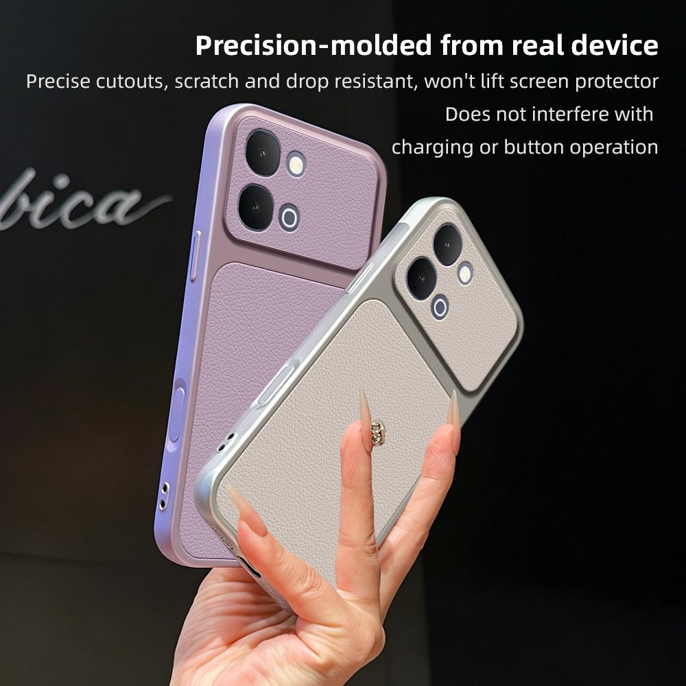 For vivo iQOO Z11x 5G Lambskin Series Skin Feel Shockproof Phone Case(Black)