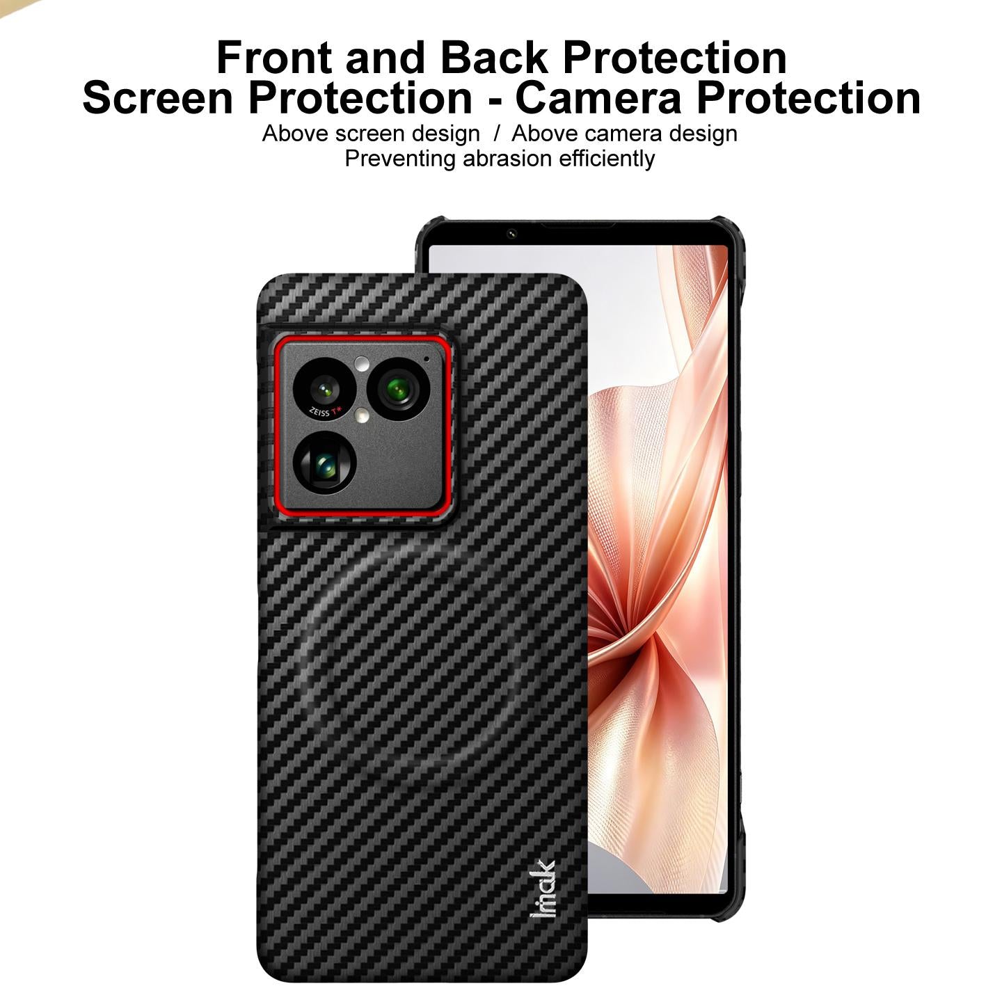 For Sony Xperia 1 VIII imak Ruiyi Series Red Ring Carbon Fiber Texture Magnetic Phone Case(Black)