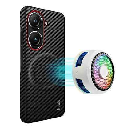 For Asus Zenfone 10 / Zenfone 9 imak Ruiyi Series Red Ring Carbon Fiber Texture Magnetic Phone Case(Black)