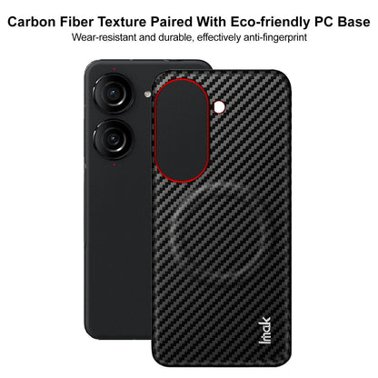 For Asus Zenfone 10 / Zenfone 9 imak Ruiyi Series Red Ring Carbon Fiber Texture Magnetic Phone Case(Black)