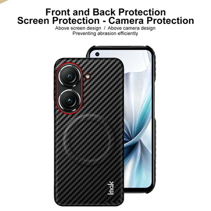 For Asus Zenfone 10 / Zenfone 9 imak Ruiyi Series Red Ring Carbon Fiber Texture Magnetic Phone Case(Black)