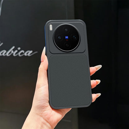 For vivo X300s Lambskin Series Skin Feel Shockproof Phone Case(Black)