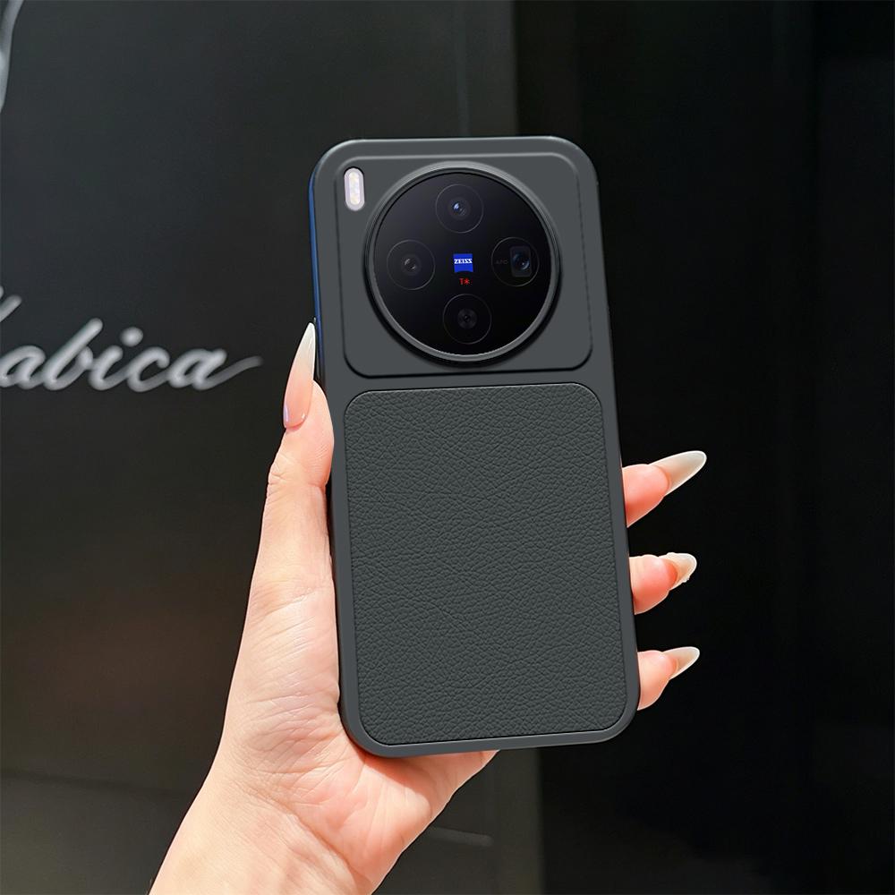 For vivo X300 Lambskin Series Skin Feel Shockproof Phone Case(Black)