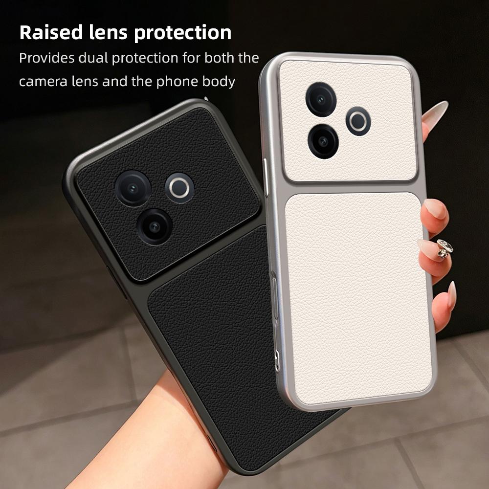 For vivo Y300i Lambskin Series Skin Feel Shockproof Phone Case(Black)
