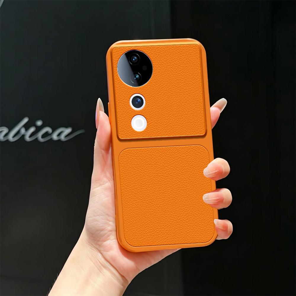 For vivo S19 Pro Lambskin Series Skin Feel Shockproof Phone Case(Orange)