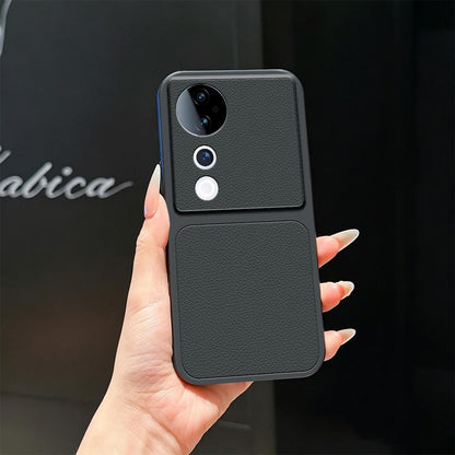 For vivo S19 Pro Lambskin Series Skin Feel Shockproof Phone Case(Black)