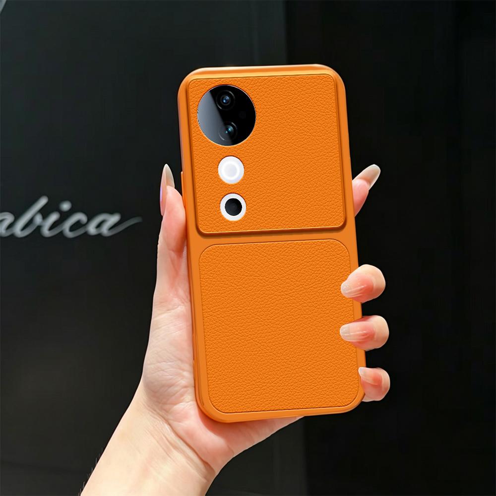 For vivo S19 Lambskin Series Skin Feel Shockproof Phone Case(Orange)