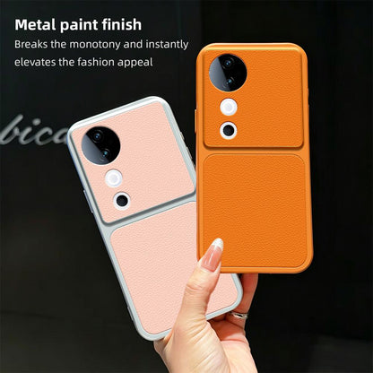 For vivo S19 Lambskin Series Skin Feel Shockproof Phone Case(Orange)