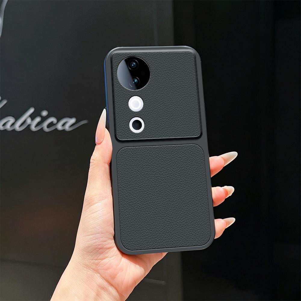 For vivo S19 Lambskin Series Skin Feel Shockproof Phone Case(Black)