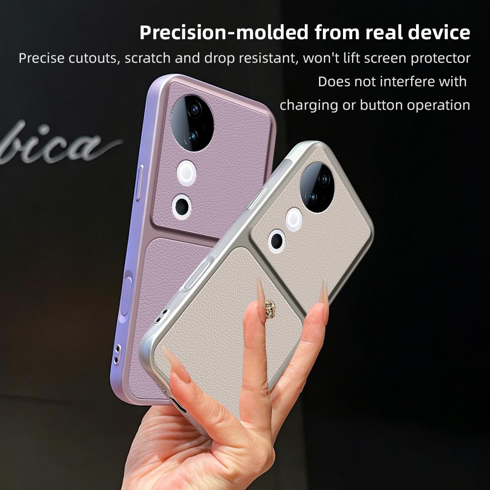 For vivo S19 Lambskin Series Skin Feel Shockproof Phone Case(Black)