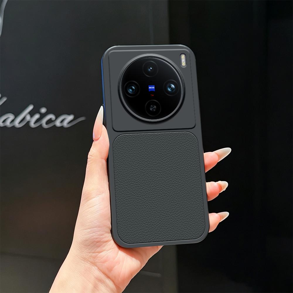 For vivo X100 Pro Lambskin Series Skin Feel Shockproof Phone Case(Black)