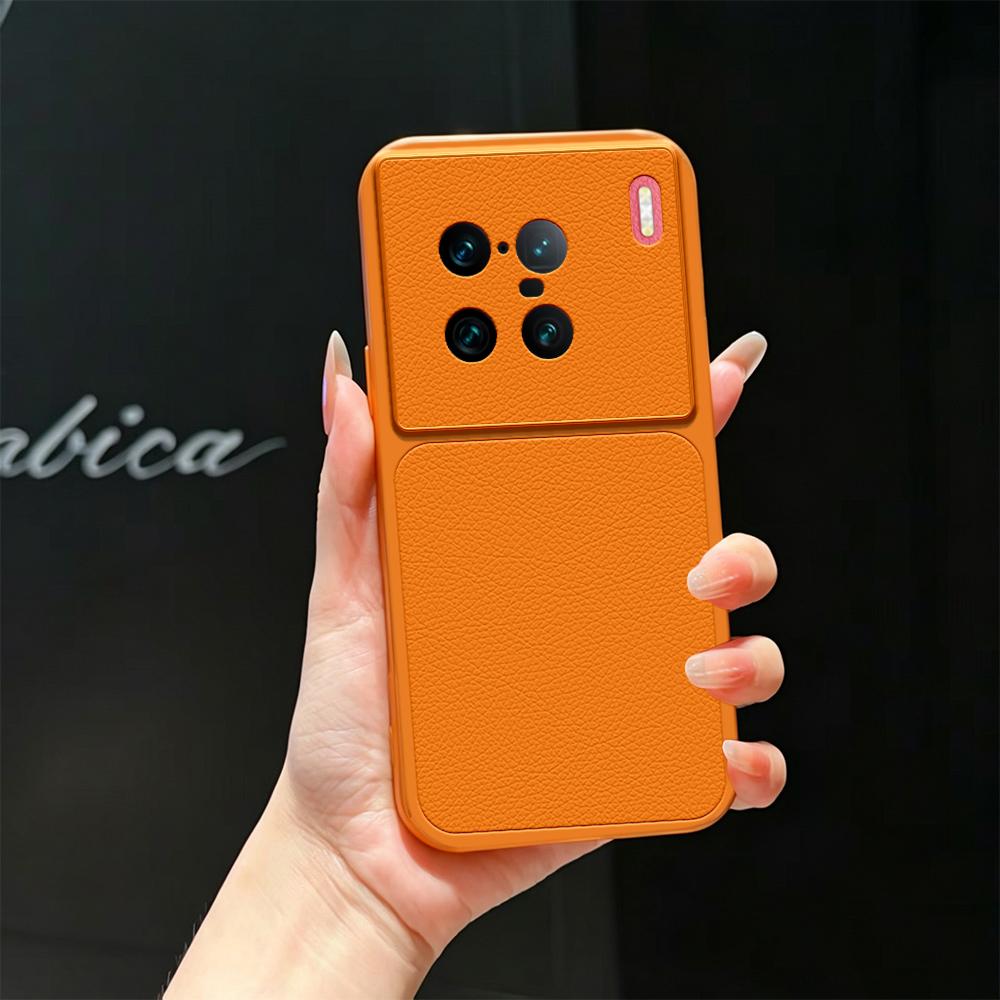 For vivo X90 Pro+ Lambskin Series Skin Feel Shockproof Phone Case(Orange)