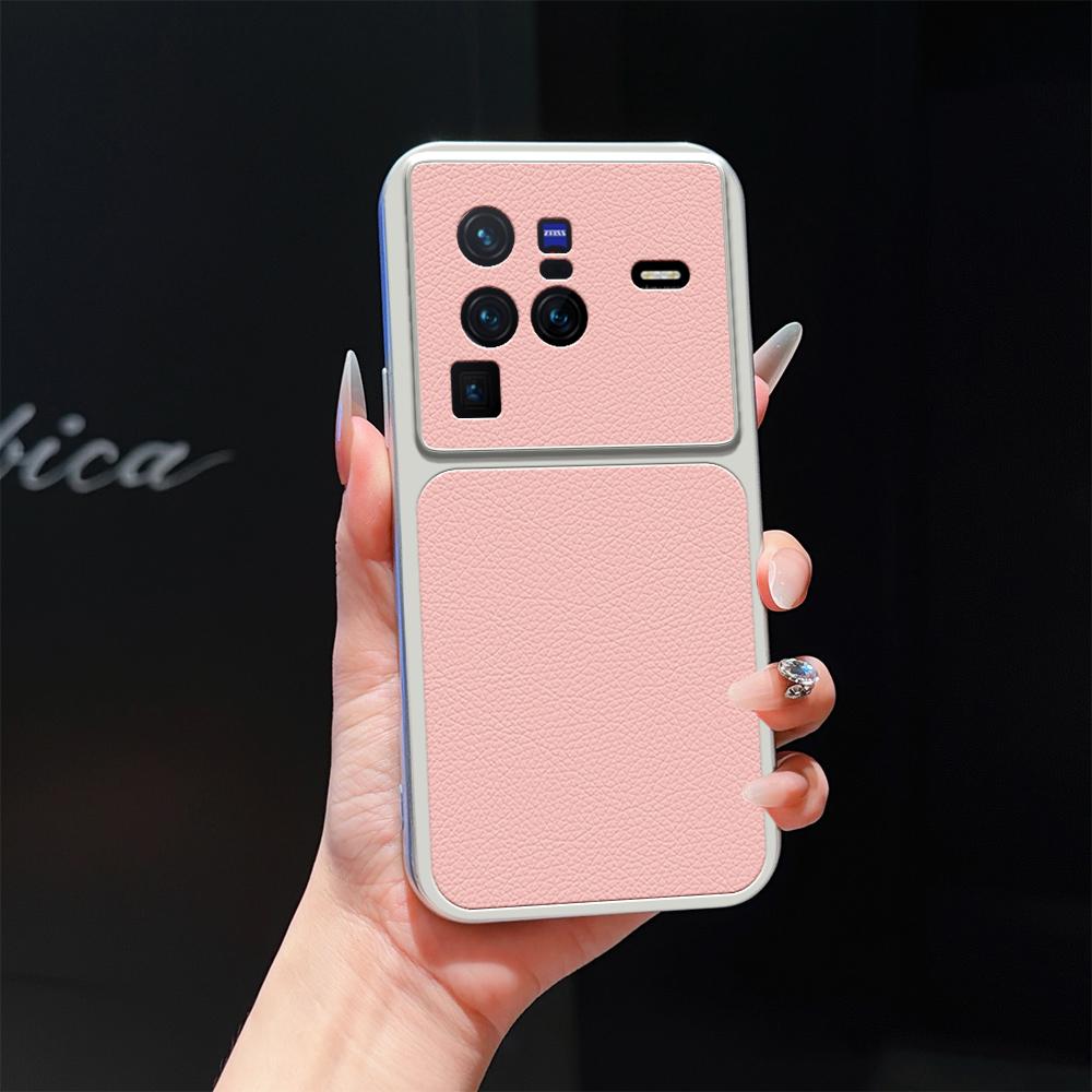 For vivo X80 Pro Lambskin Series Skin Feel Shockproof Phone Case(Pink)