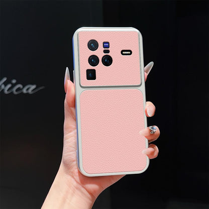 For vivo X80 Pro Lambskin Series Skin Feel Shockproof Phone Case(Pink)