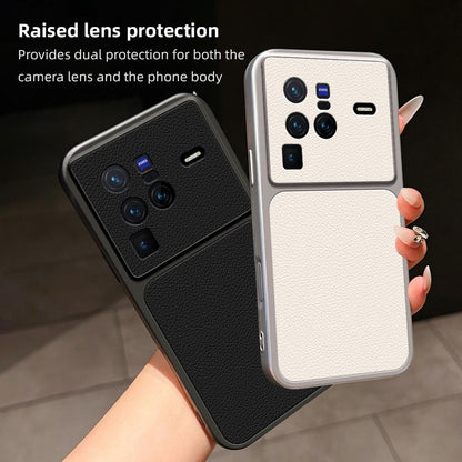 For vivo X80 Pro Lambskin Series Skin Feel Shockproof Phone Case(Black)