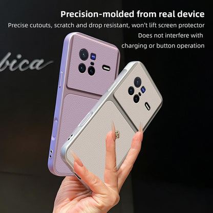 For vivo X80 Lambskin Series Skin Feel Shockproof Phone Case(Silver)