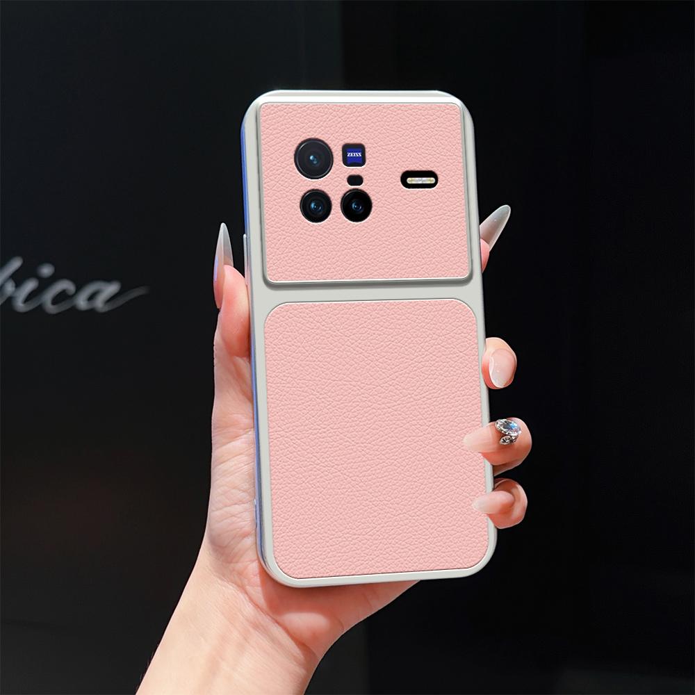 For vivo X80 Lambskin Series Skin Feel Shockproof Phone Case(Pink)