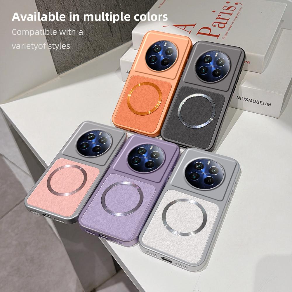 For Realme 12 Pro+ Lambskin Series Magnetic Skin Feel Phone Case(Silver)
