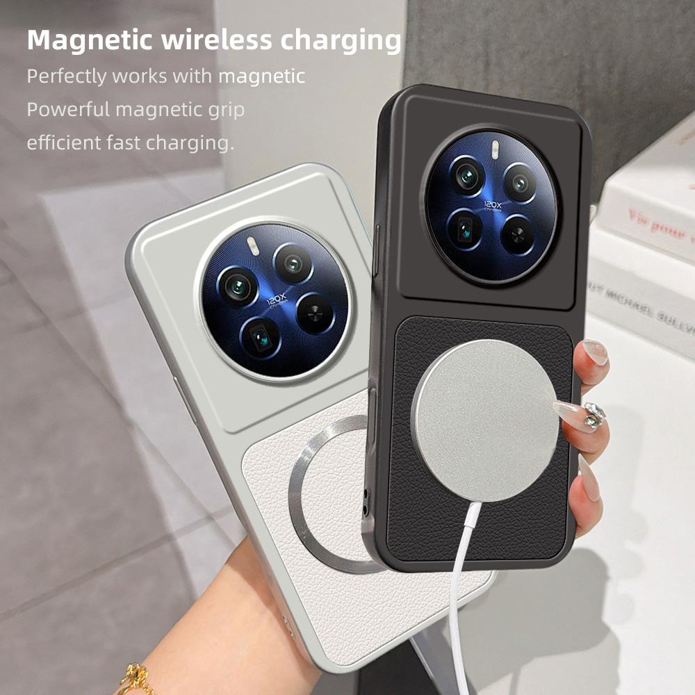 For Realme 12 Pro+ Lambskin Series Magnetic Skin Feel Phone Case(Silver)