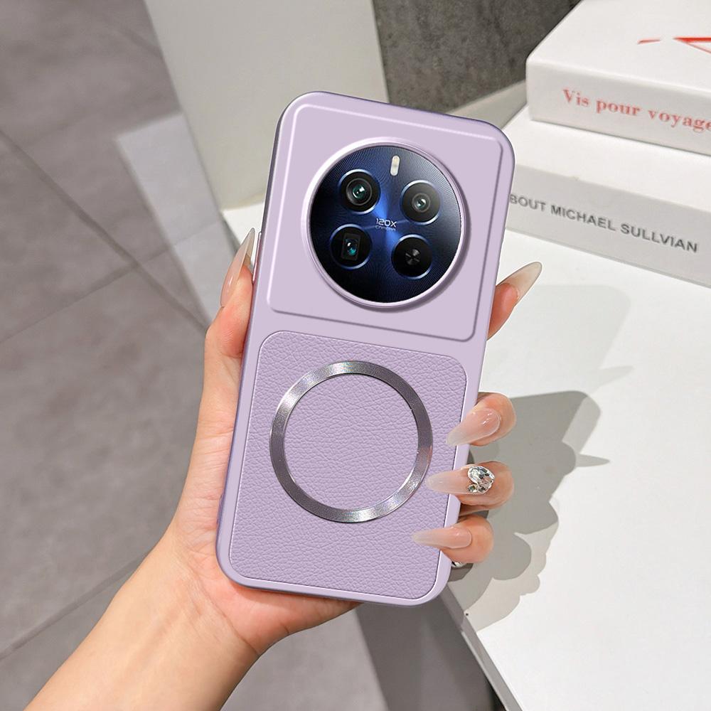 For Realme 12 Pro+ Lambskin Series Magnetic Skin Feel Phone Case(Purple)