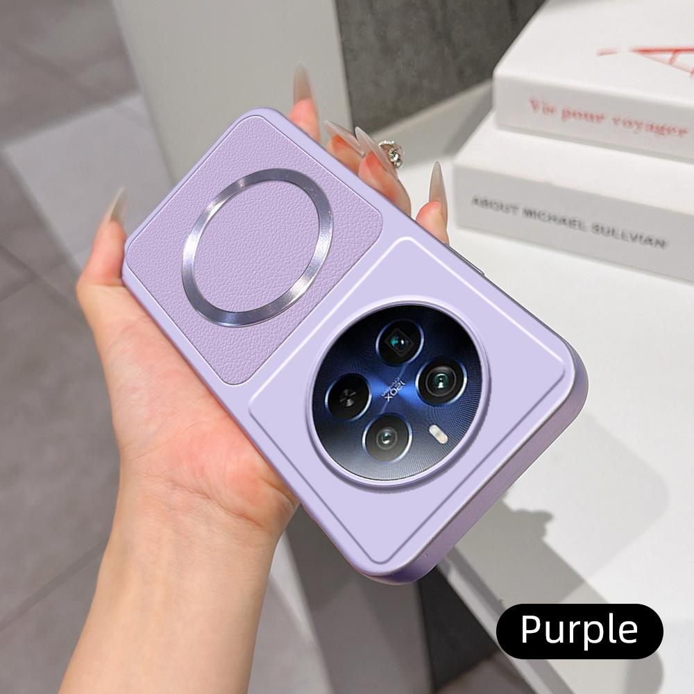 For Realme 12 Pro+ Lambskin Series Magnetic Skin Feel Phone Case(Purple)