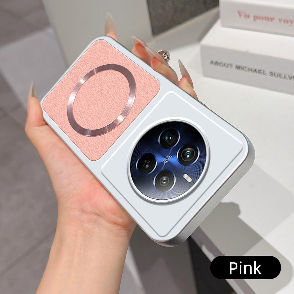 For Realme 12 Pro+ Lambskin Series Magnetic Skin Feel Phone Case(Pink)