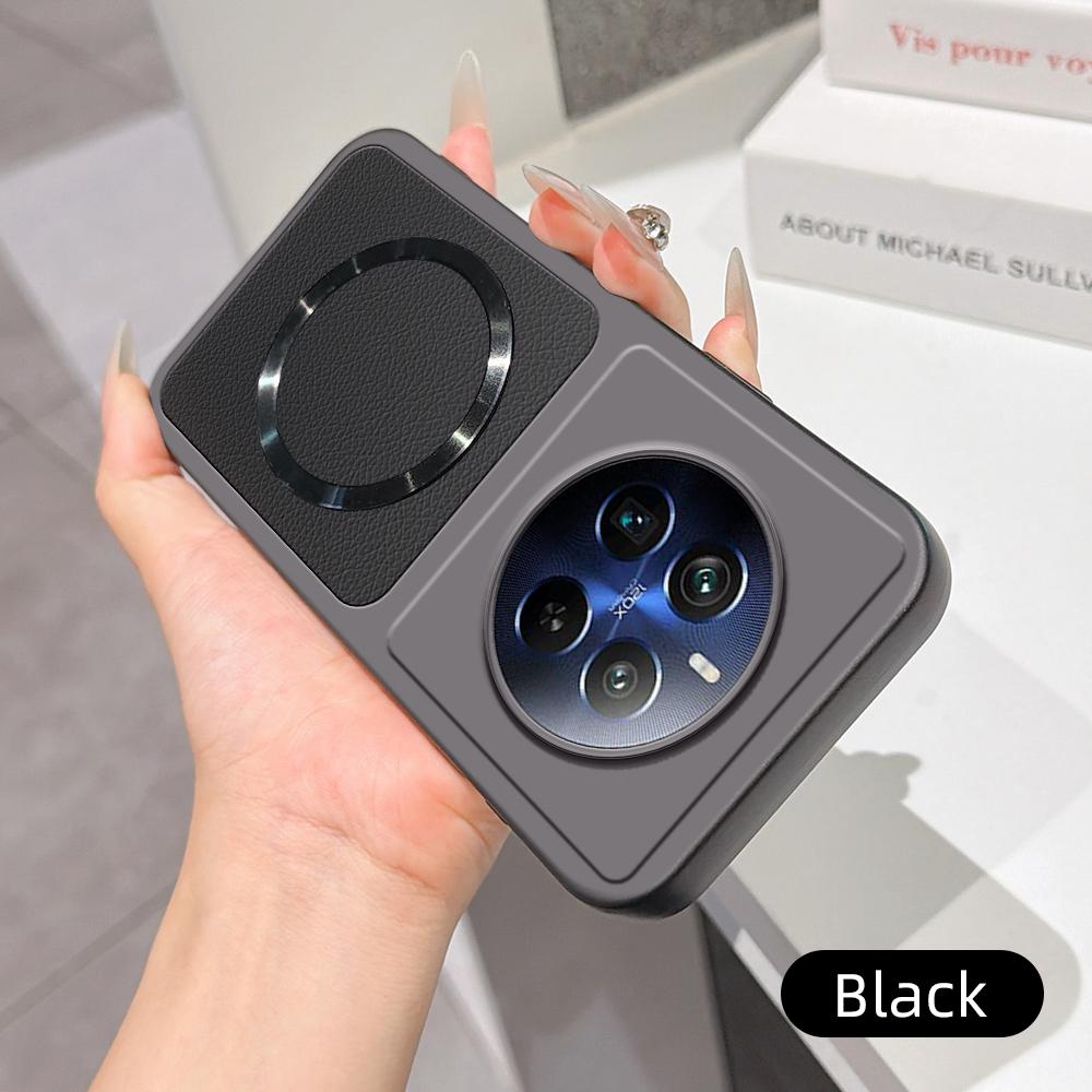 For Realme 12 Pro+ Lambskin Series Magnetic Skin Feel Phone Case(Black)