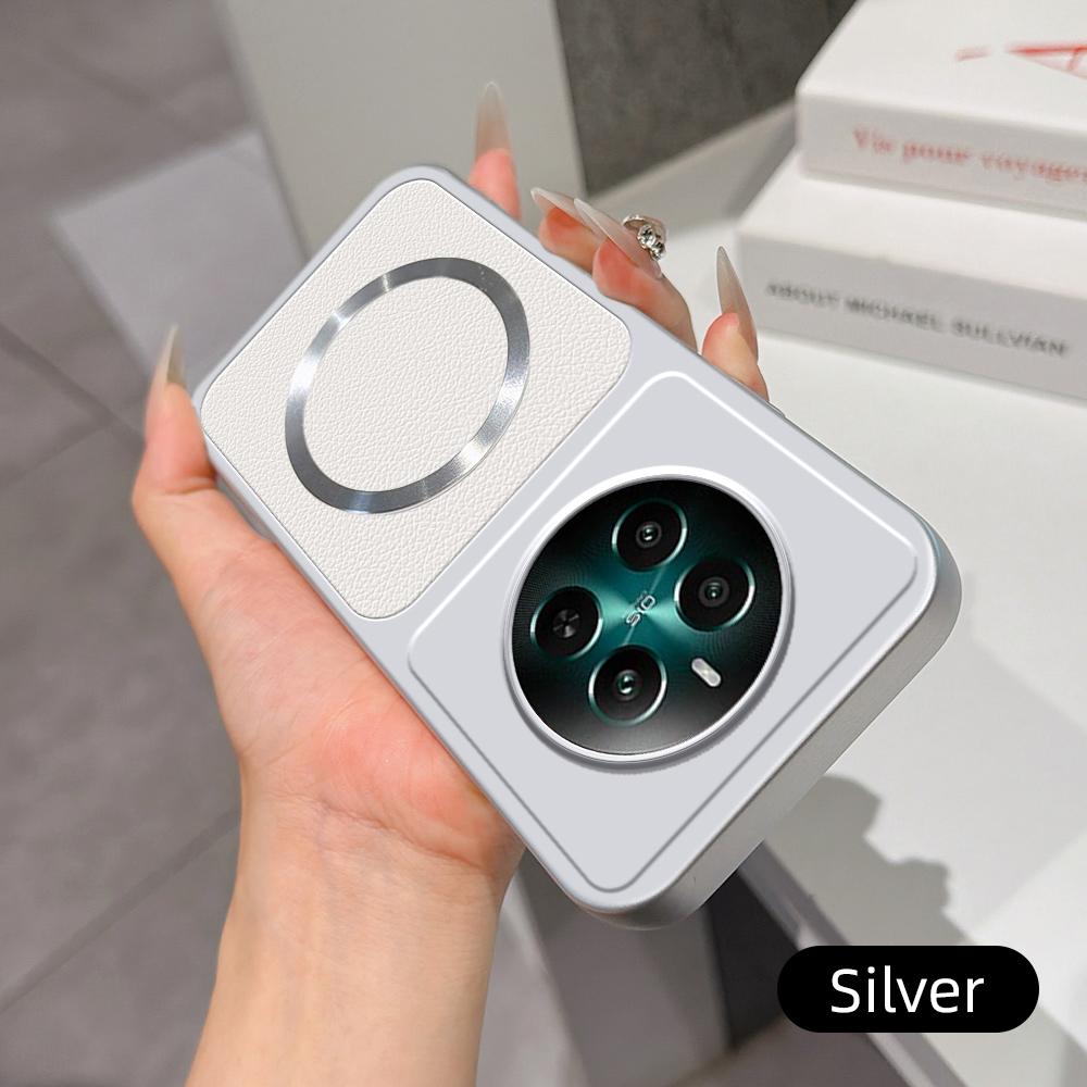 For Realme 12+ Lambskin Series Magnetic Skin Feel Phone Case(Silver)