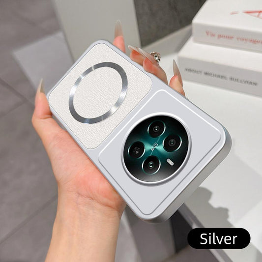 For Realme 12+ Lambskin Series Magnetic Skin Feel Phone Case(Silver)