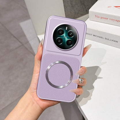 For Realme 12+ Lambskin Series Magnetic Skin Feel Phone Case(Purple)