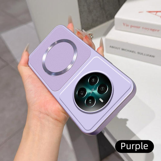For Realme 12+ Lambskin Series Magnetic Skin Feel Phone Case(Purple)
