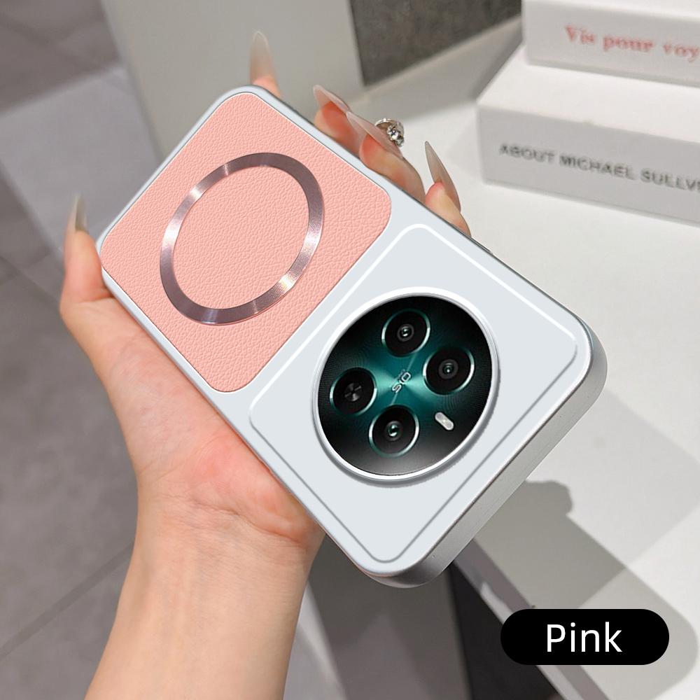 For Realme 12+ Lambskin Series Magnetic Skin Feel Phone Case(Pink)