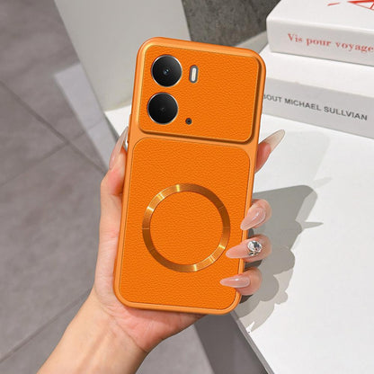 For Realme 14 Lambskin Series Magnetic Skin Feel Phone Case(Orange)