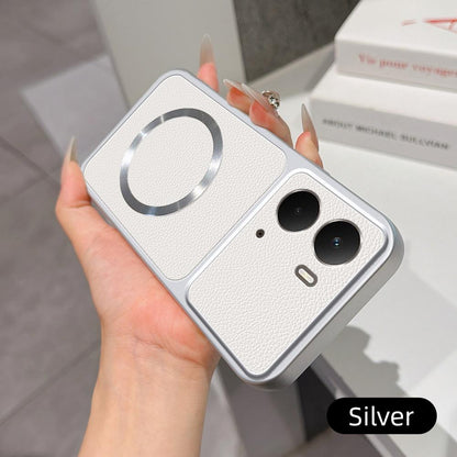 For Realme 14 Lambskin Series Magnetic Skin Feel Phone Case(Silver)