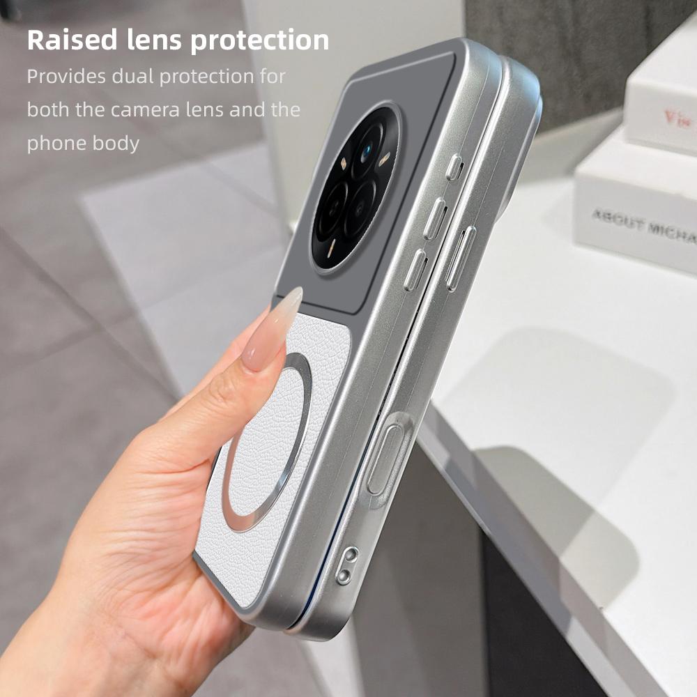 For Realme 14 Pro Lambskin Series Magnetic Skin Feel Phone Case(Silver)
