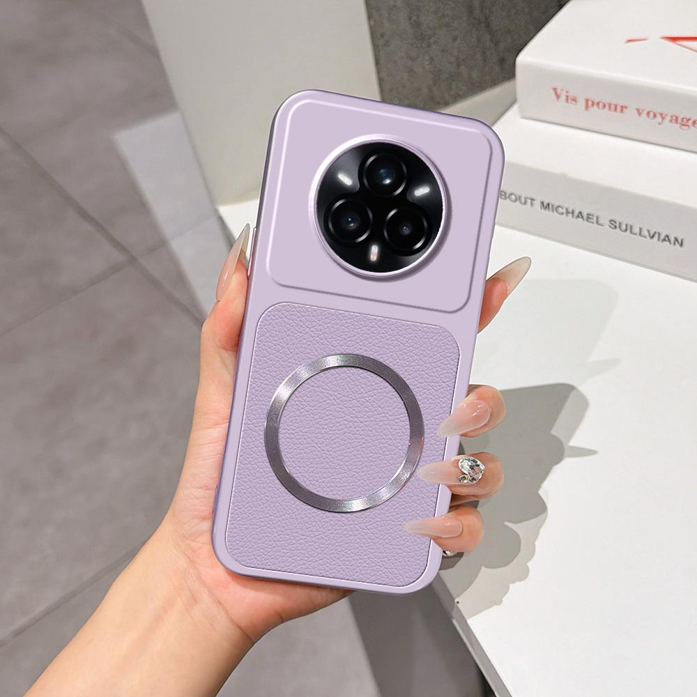 For Realme 14 Pro+ Lambskin Series Magnetic Skin Feel Phone Case(Purple)