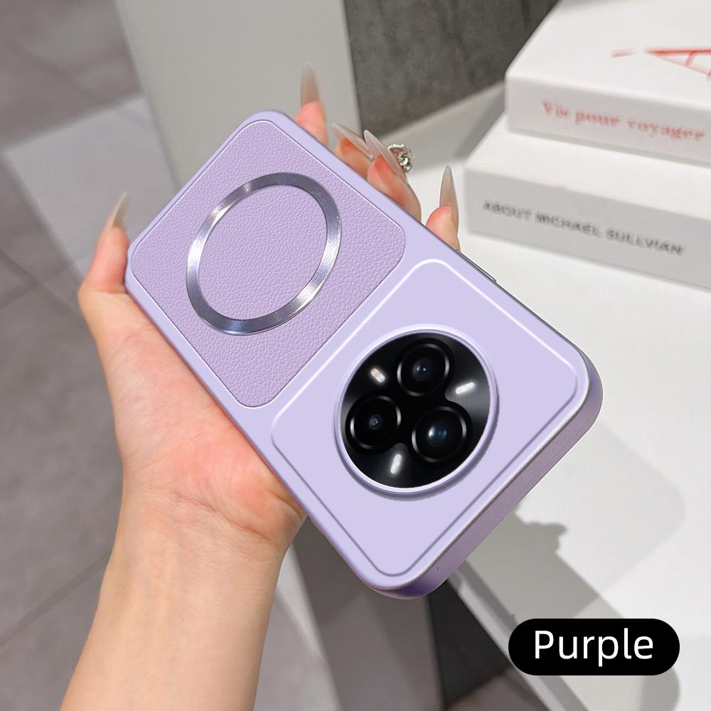 For Realme 14 Pro+ Lambskin Series Magnetic Skin Feel Phone Case(Purple)