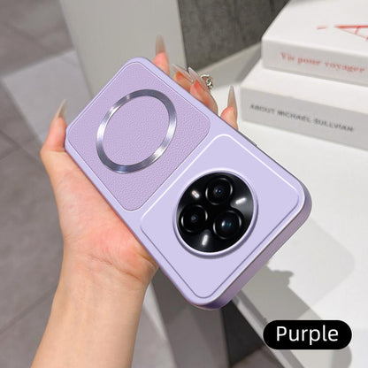 For Realme 14 Pro+ Lambskin Series Magnetic Skin Feel Phone Case(Purple)