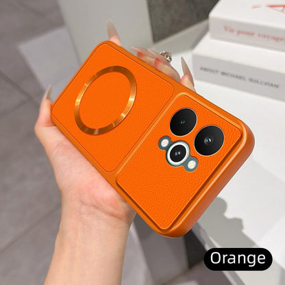 For Realme 15 Pro 5G Lambskin Series Magnetic Skin Feel Phone Case(Orange)
