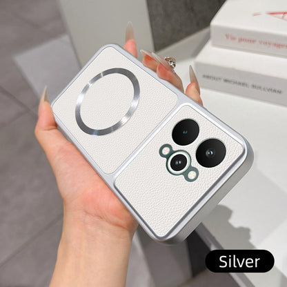 For Realme 15 Pro 5G Lambskin Series Magnetic Skin Feel Phone Case(Silver)