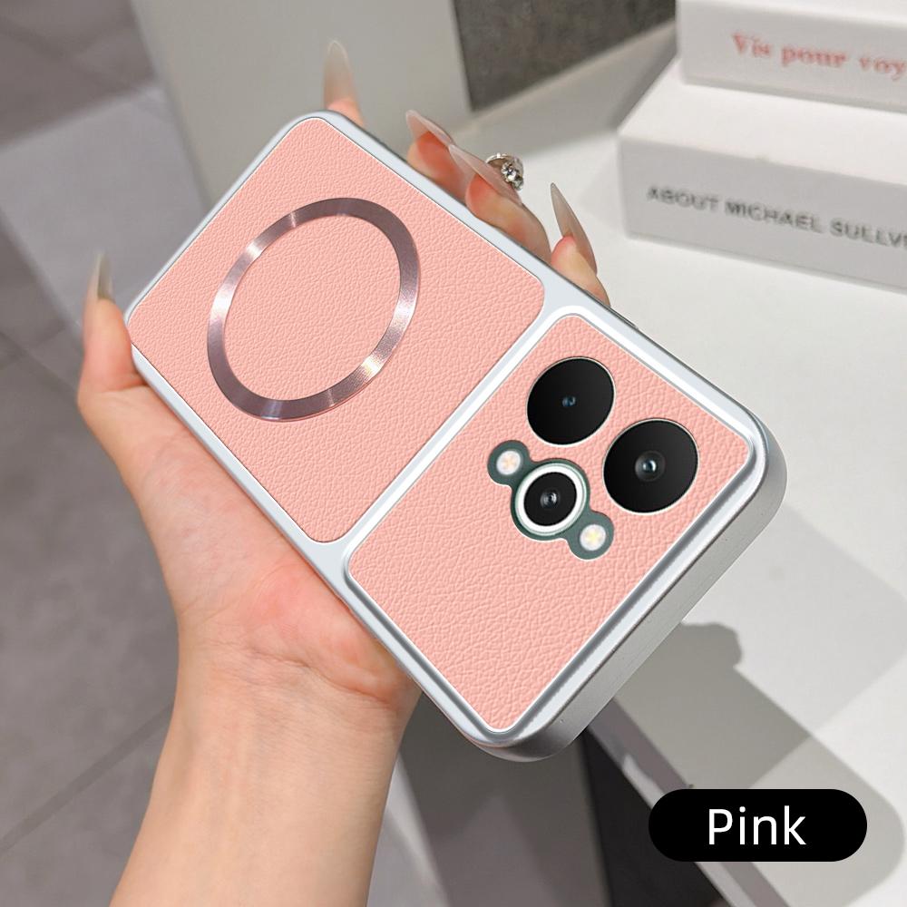 For Realme 15 Pro 5G Lambskin Series Magnetic Skin Feel Phone Case(Pink)