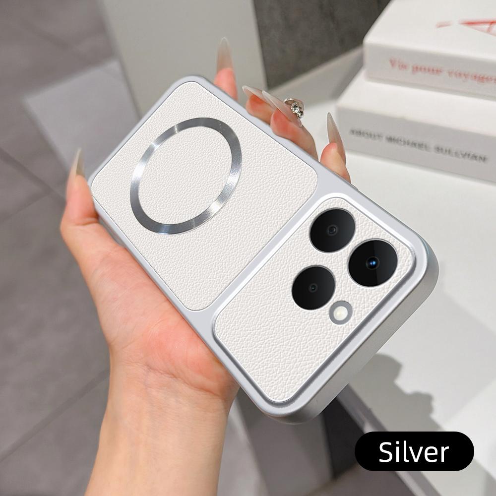 For Realme 15T 5G Lambskin Series Magnetic Skin Feel Phone Case(Silver)