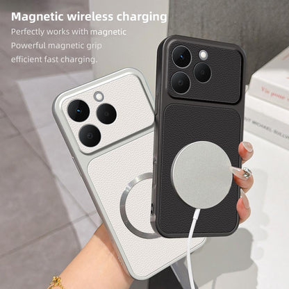 For Realme 15T 5G Lambskin Series Magnetic Skin Feel Phone Case(Silver)